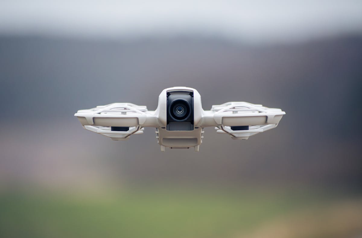 close up of a drone in flight outdoors