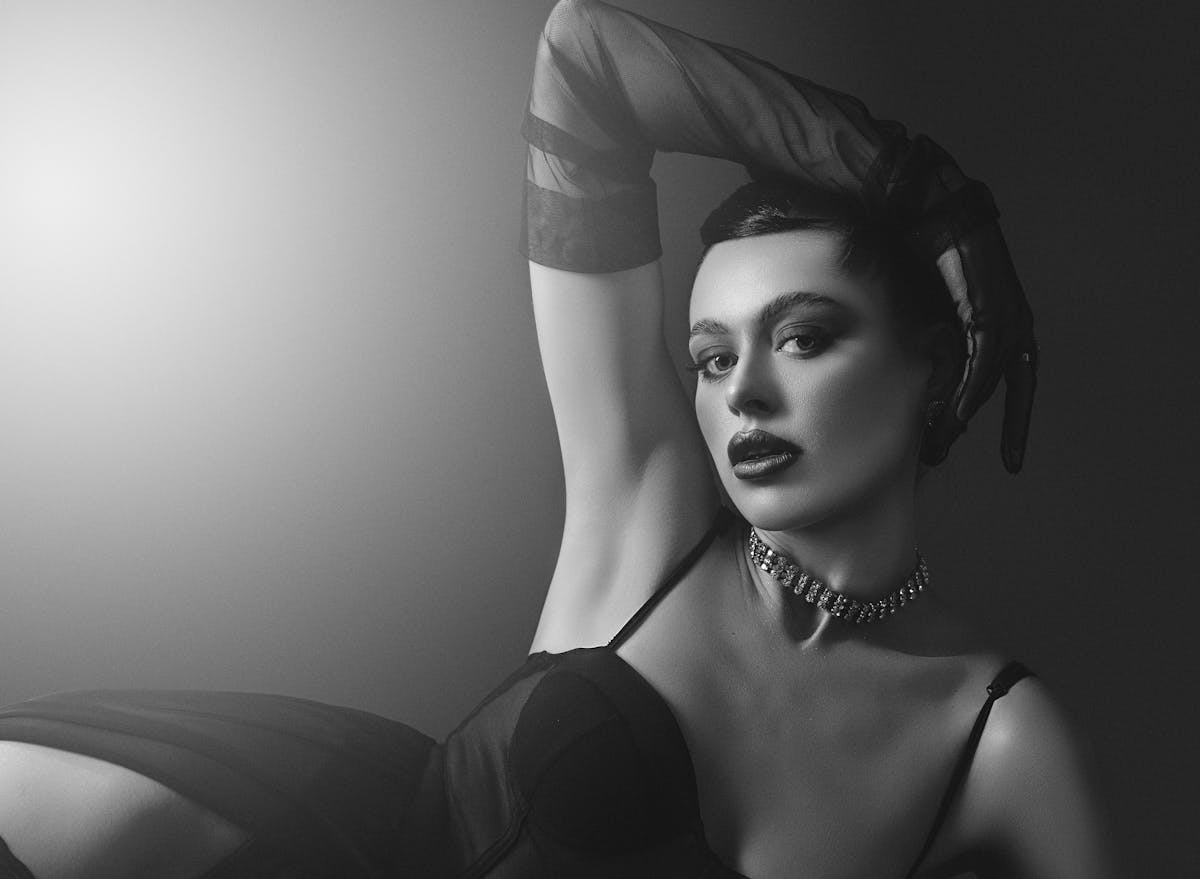 elegant black and white fashion portrait