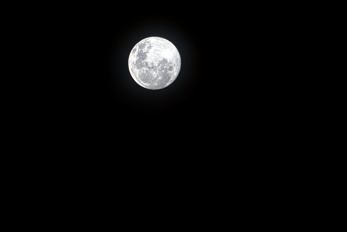 full moon in dark night sky