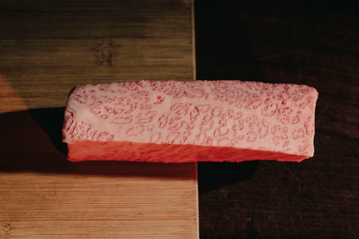 high quality marbled meat on wooden surface