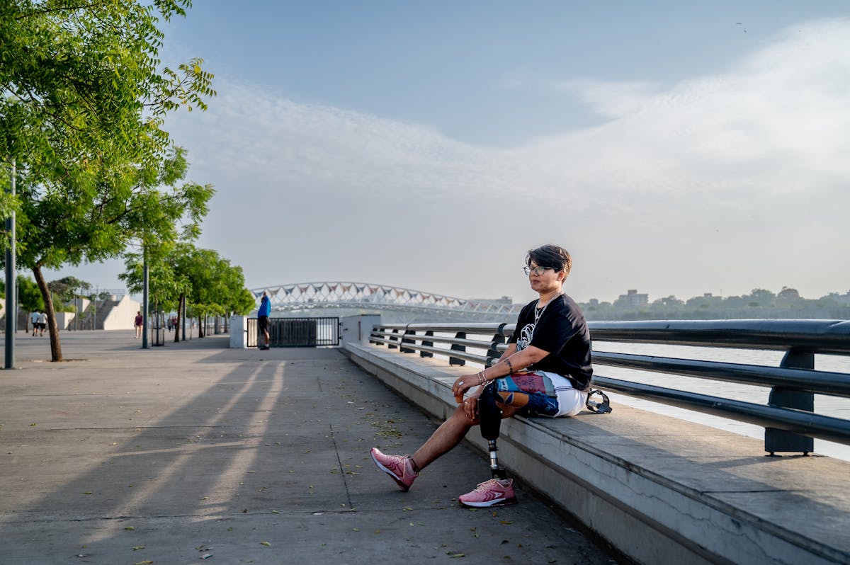 person enjoying riverside view in ahmedabad