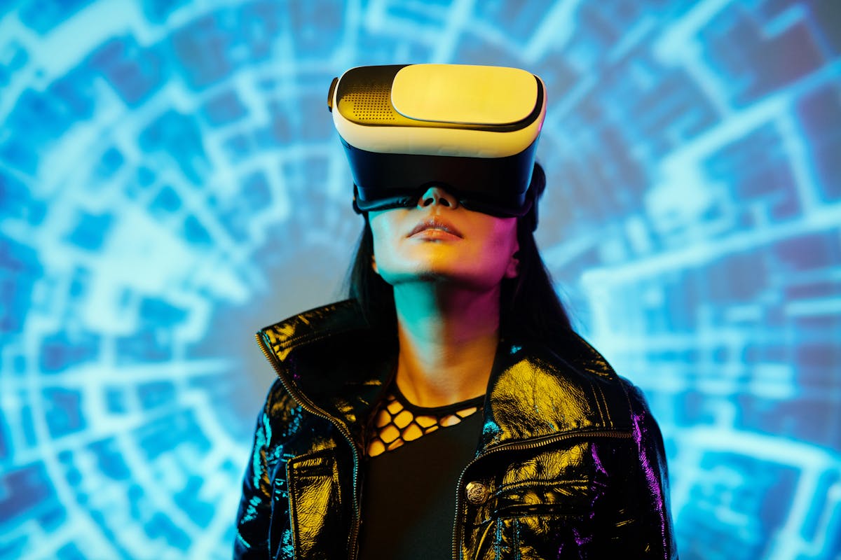 woman wearing virtual reality headset