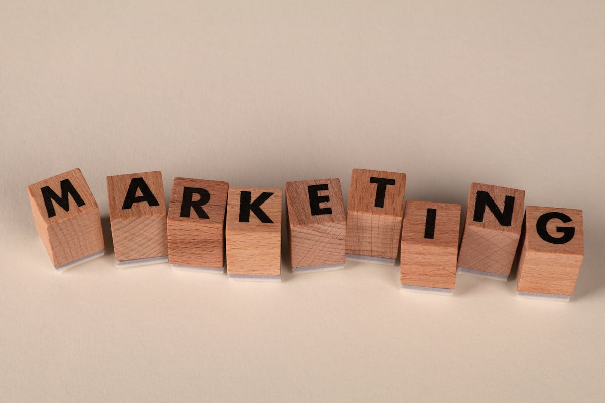 wooden blocks spelling marketing concept